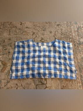 MARBLE Blue and White Gingham Crop Top